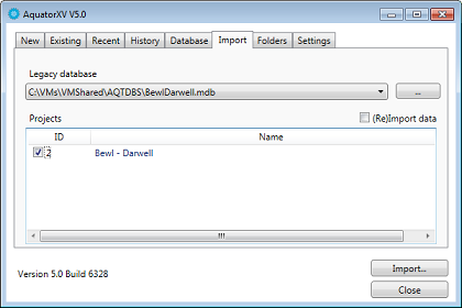 AquatorXV start-up dialog
